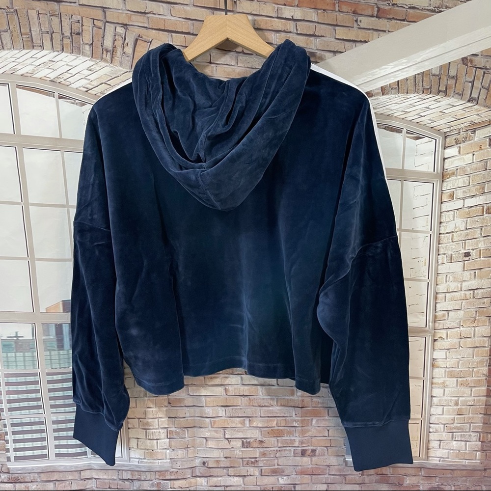 adidas Velour Cropped Hoodie Blue 90s Retro L + Bonus Top - Picture 8 of 16